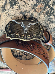 Vintage Western Cowboy Belt – Retro Buckle Printed Belt for Men & Women