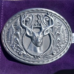 Nocona Deer Belt Buckle Mens Silver Oval Large Buck
