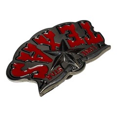 Lone Star State Texas Bull Horns Longhorn Red Letter Belt Buckle Western Country