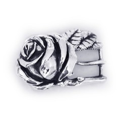 Rose White Sterling Silver Belt Buckle