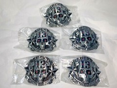 Lucky 13 Tattoo Your Soul Reproduction Skeleton Skull Head Belt Buckle Lot of 5