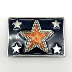 Vintage 90s Y2K Red Blue Glitter Star Stainless Steel Belt Buckle Fits – 1.5&Prime;