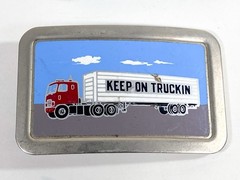 Set Of 3 Semi Truck Buckles Metal 3.5”-4”, w/ J&J Truck Stop Lighter