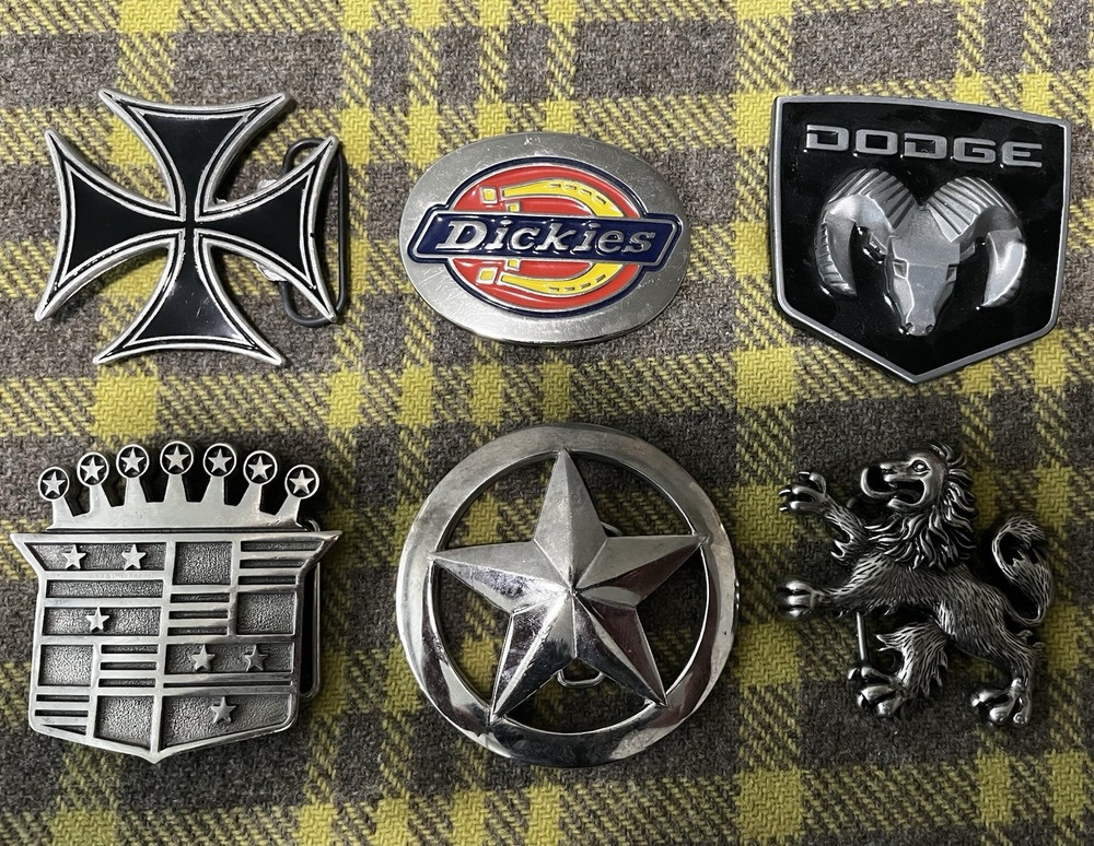Belt Buckles – Dickies, Cadillac, Cross, Lion, Dodge, Star