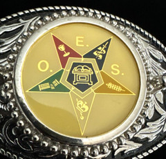 VTG Masonic Symbols O.E.S. Belt Buckle Silver Tone Freemason GAOTU Fraternal