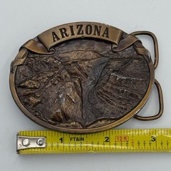 Vintage Arizona Grand Canyon Belt Buckle 3D Relief Western Brass Tone Oval