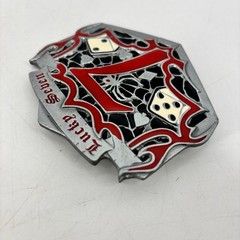 Lucky Seven Belt Buckle Red Black Dice Spider Web Spade Heart