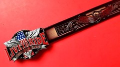 LIVE TO RIDE Leather Belt & Epoxy LTR Buckle (28&Prime;-54&Prime; waist) FAST DELIVERY!