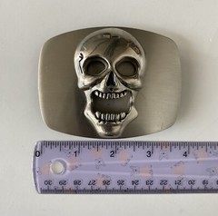 Screaming Skull Skeleton Head Metal Belt Buckle Scary Jolly Roger Biker Goth