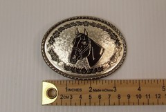 Bridled Horse Head Equestrian Oval Belt Buckle Made in USA