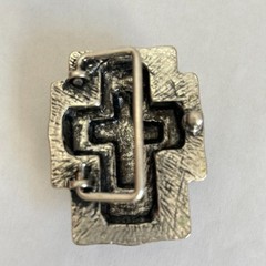 Cross Belt Buckle Ornate Christian Religious Gothic Silver metal western vintage