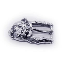 Cat Head Sterling Silver Belt Buckle