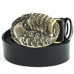 Viking warship Drakkar brass belt buckle, Scandinavian Nordic Celtic warrior