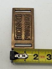 Vintage Brass Belt Buckle- Benson Foundry Advertising Solid Cast Metal