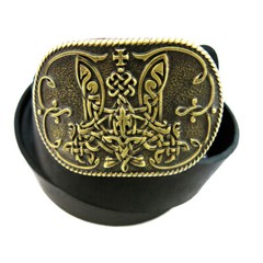 Brass belt buckle Runic trident, Ukrainian runic sign, Embroidered belt buckle