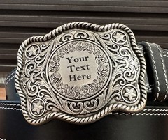 Western Buckle. Engraved Buckle Custom Personalized Monogrammed. For 1.5&Prime; Belt.