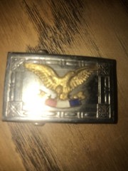 Vintage American Eagle Flag Red White & Blue Buckle Estate Find 2” By 1“