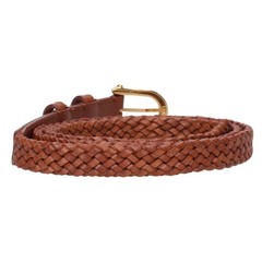 CELINE Size: 70 Braided mesh leather belt brown gold 803062 OM10
