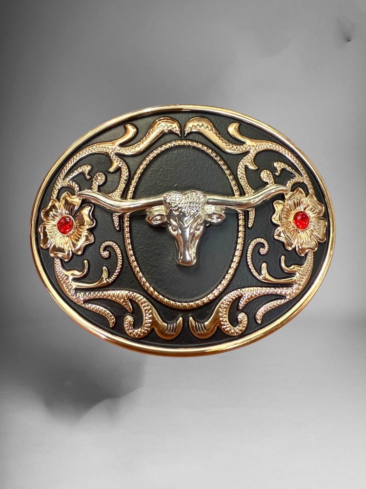 Long Horn Bull Western Cowboy Belt Buckle Hebilla Vaquera Rodeo Con Toro