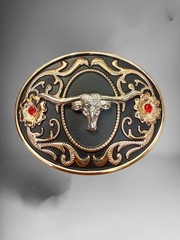 Long Horn Bull Western Cowboy Belt Buckle Hebilla Vaquera Rodeo Con Toro