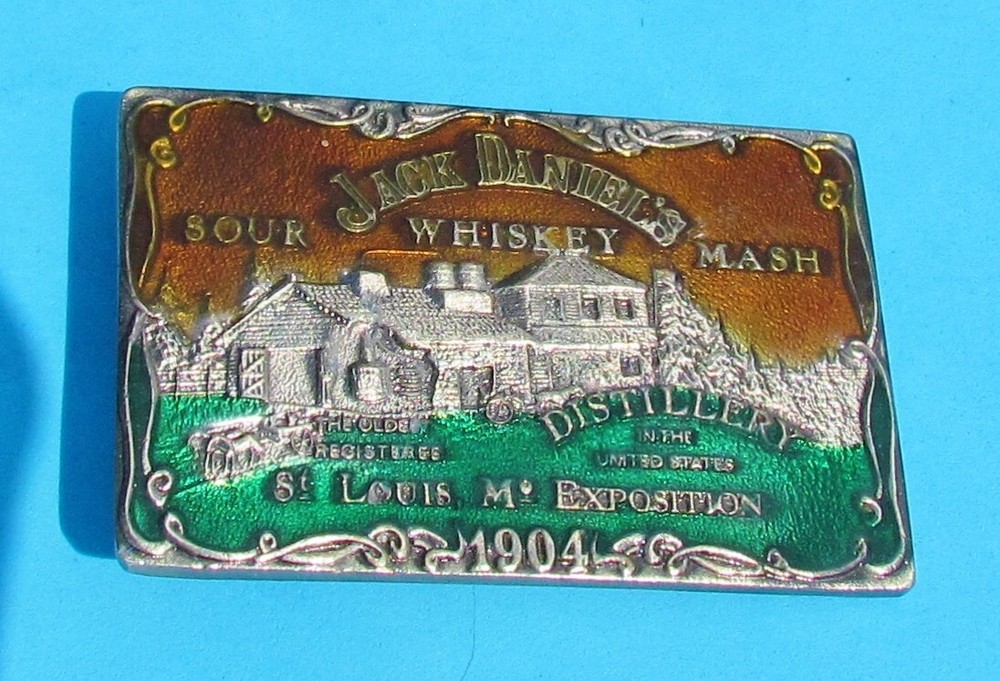 Vtg 1970s NOS Jack Daniels Distillery 1904 Inlay Steel Belt Buckle