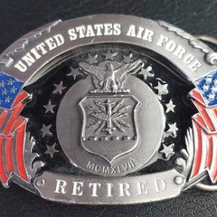 Siskiyou Buckle Co US Air Force Retired Belt Buckle USA Made Enamel Pewter