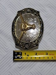 Bull&rsquo;s Head Gold, Silver & Black Belt Buckle