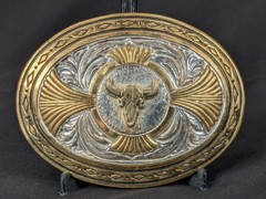 Award Design Medals Vintage Western Bull Skull Belt Buckle Silver Plated Gold…