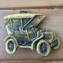 Vintage Stamar Boston Solid Brass Antique Ford Car Belt Buckle Automobile Relief