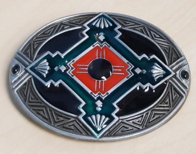 Red & Green Western Belt Buckle Metal BU254