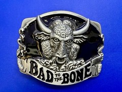 Bad to the Bone Longhorn Cow Bull Head Steer Western Cowboys Devil Belt Buckle