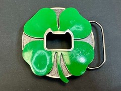 Lucky 4 Leaf Clover St. Patrick Day Novelty KALAN Belt Buckle with Bottle Opener
