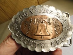 200 YEARS AGO LIBERTY BELL BELT BUCKLE IN VERY NICE PREOWNED CONDITION