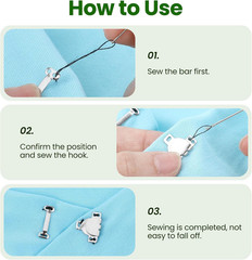30 Pcs Sewing Hooks and Eyes Silver Metal Clasps for Clothing Pants Bras Jeans