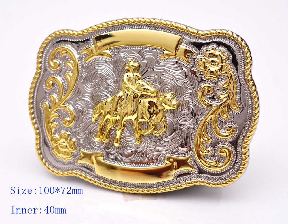 BULL RIDE RODEO LONG HUGE RODEO BIG COWBOY WESTERN GOLD SILVER SHINE BELT BUCKLE