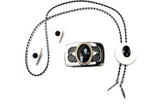 Western Belt Buckle, Bolo and Collar Tip Set