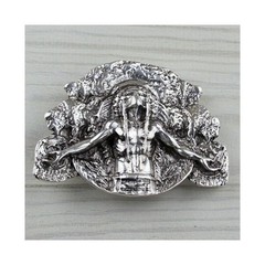 Inuit Chief Belt Buckle Antique Silver Vintage Tribal Ethnic Metal