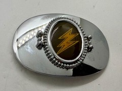 Lightning Bolt Strike Electric Shock Flash Cabochon On Reflective Belt Buckle