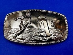 A&rsquo;s Baseball Logo Athletics Sports Oakland CA Silver Color Wide Belt Buckle