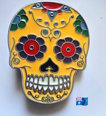 1pce Yellow Skull Belt Buckle Metal Alloy 7.4x6cm Suit Belt Width 4cm