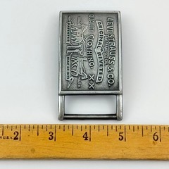 Vintage Levi Strauss Original Rivited Denim Silver Tone Rectangular Belt Buckle