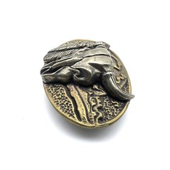 Bull Head Buckle Leather Belt Vintage Brass Dressing Buckle