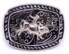 Bull Rider Cowboy Rodeo Western Silver/Black Tone BELT BUCKLE / New