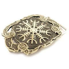 Helm of Awe german silver belt buckle, Viking Helm of Terror Scandinavian Pagan