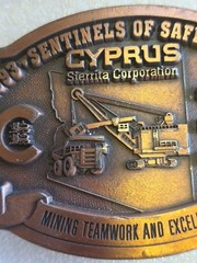 Cyprus Sierrita Mine Belt Buckle 1993 Sentinels of Safety Mining Arizona