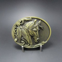 Rodeo Horse Head Antique Bronze Plated Cowboy Western Metal Belt Buckle