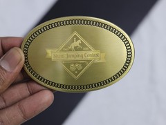 Custom Engraved Oval Belt Buckle – Personalized Logo/Name Gold & Silver Finish