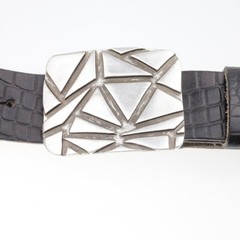 Rectangular Belt Buckle Silver Geometric For Interchangeable Belts 40mm