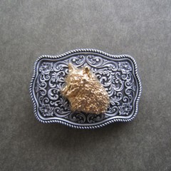 Western Flower Pattern Wolf Head Metal Belt Buckle