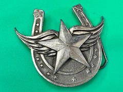 Lucky Star In Horseshoe Vintage 2004 Cutout Great American Products Belt Buckle
